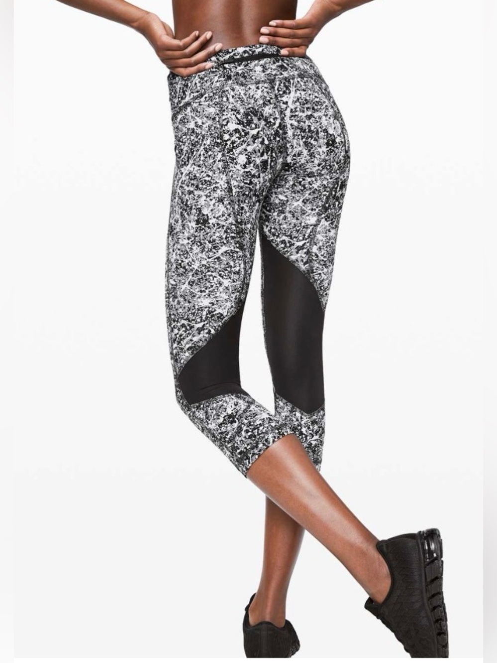 Lululemon Pace Rival Crop 22" Leggings Paint Splash Silver Multi Black Sz 2 - Picture 2 of 14